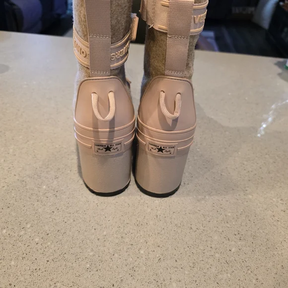 Converse Chuck Taylor Women’s Pink Tan High-Top Lace-Up Block Heel Boots - Picture 4 of 6